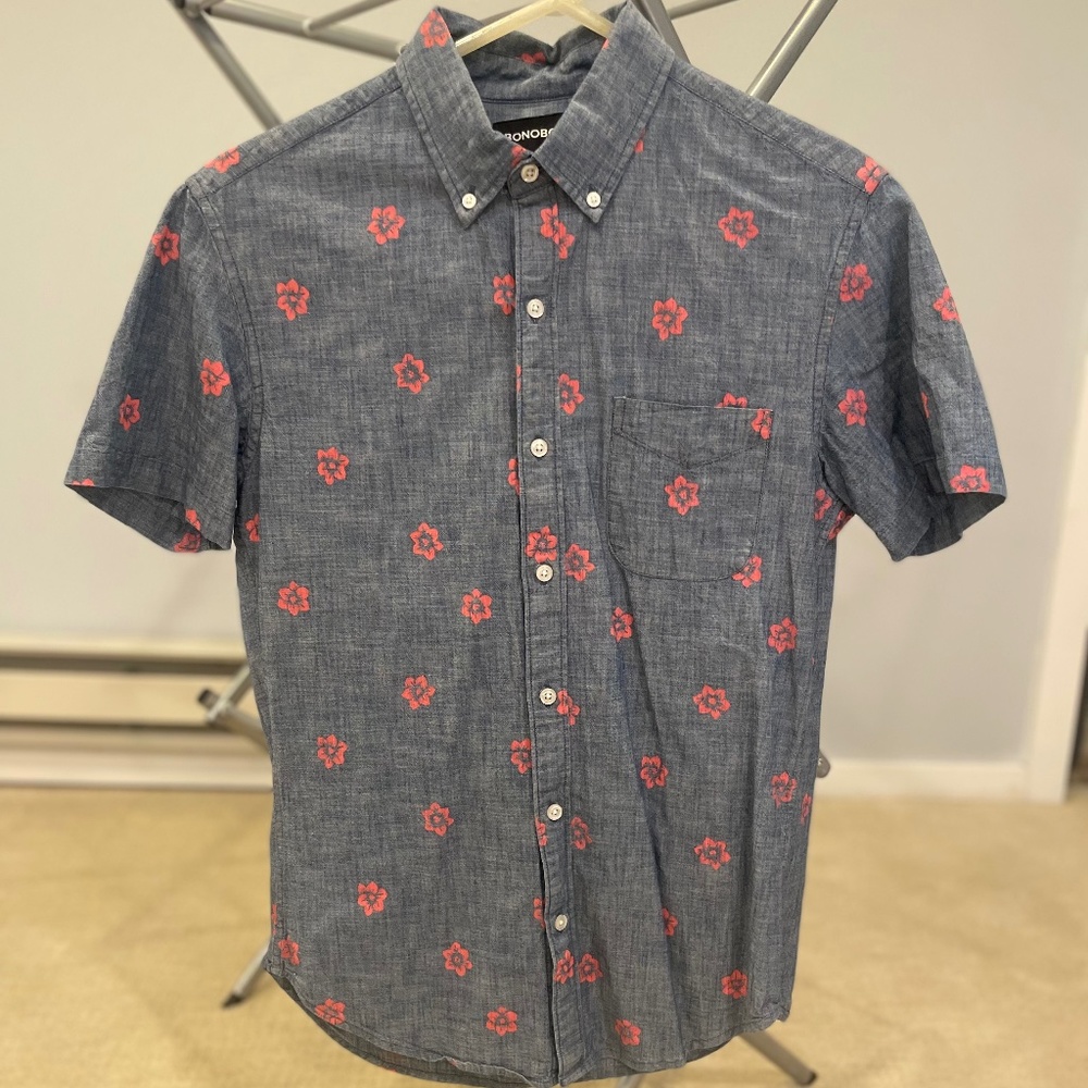 Blue Floral Bonobos Short Sleeve Button Up
